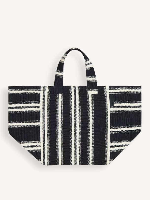 Ontdek de Ibox, cotton striped shopper van Bellerose in de kleur zwart bij Orangebag. Voor 21:45 besteld, morgen in huis!