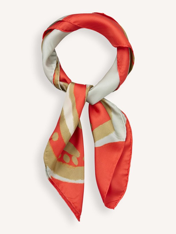 Ontdek de Sia, silk scarf with pattern van Becksondergaard in de kleur rood bij Orangebag. Voor 21:45 besteld, morgen in huis!