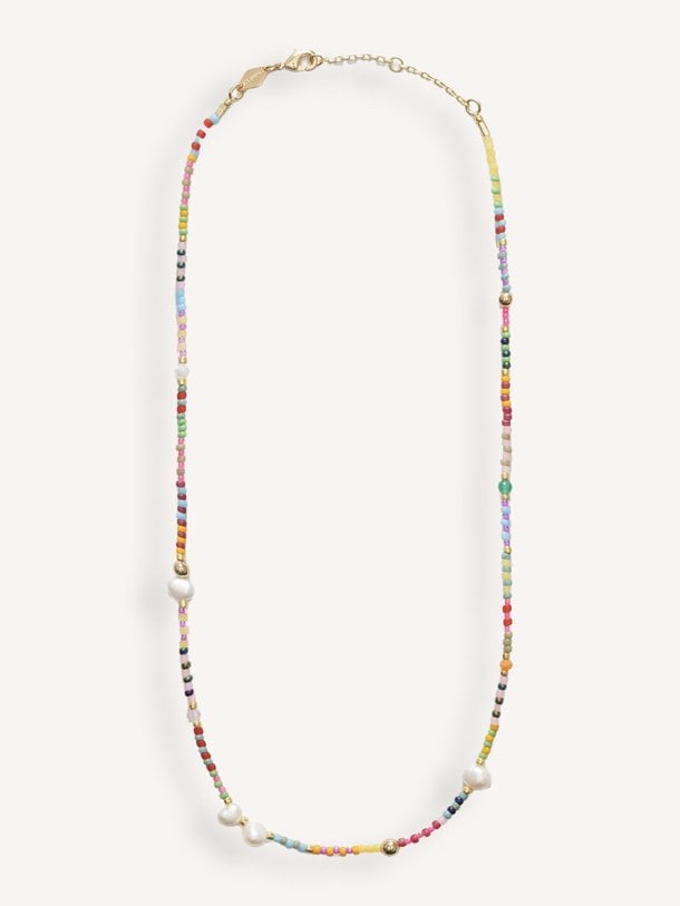 Ontdek de Bikini, gold plated necklace with beads van Anni Lu in de kleur roze bij Orangebag. Voor 21:45 besteld, morgen in huis!