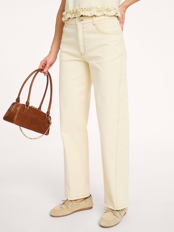 Ontdek de Niaka, high waist barrel fit stretch jeans van Baum und Pferdgarten in de kleur crème bij Orangebag. Voor 21:45 besteld, morgen in huis!