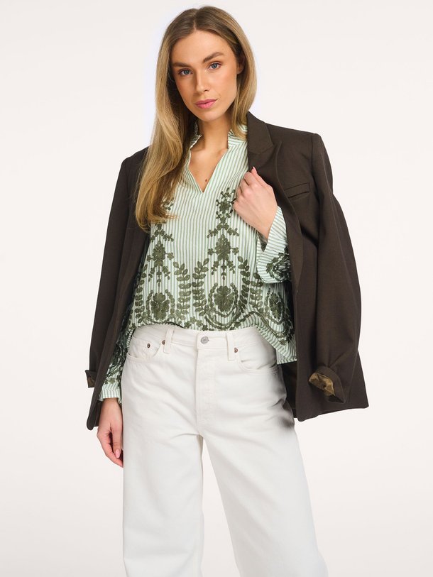 Amara Stripe Emb Blouse