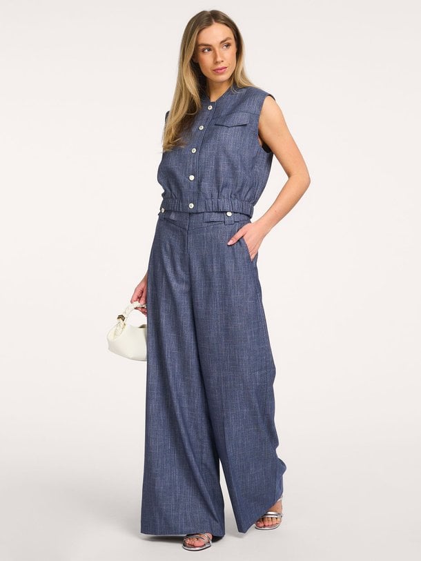 Ontdek de Nore, viscose mix wide leg trousers van Aaiko in de kleur blauw bij Orangebag. Voor 21:45 besteld, morgen in huis!