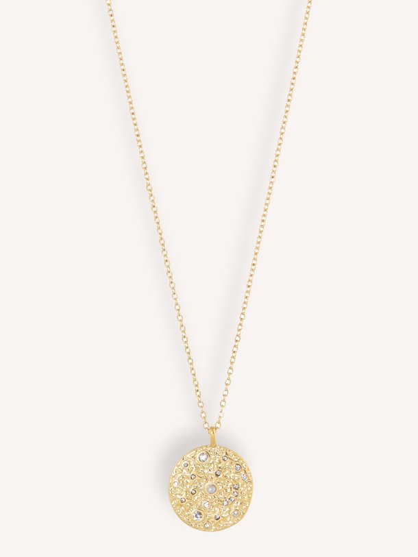 Ketting met gouden munt met steentjes