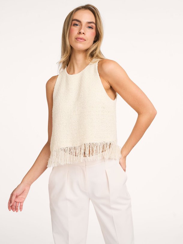 Nolise fringe boucle halter top