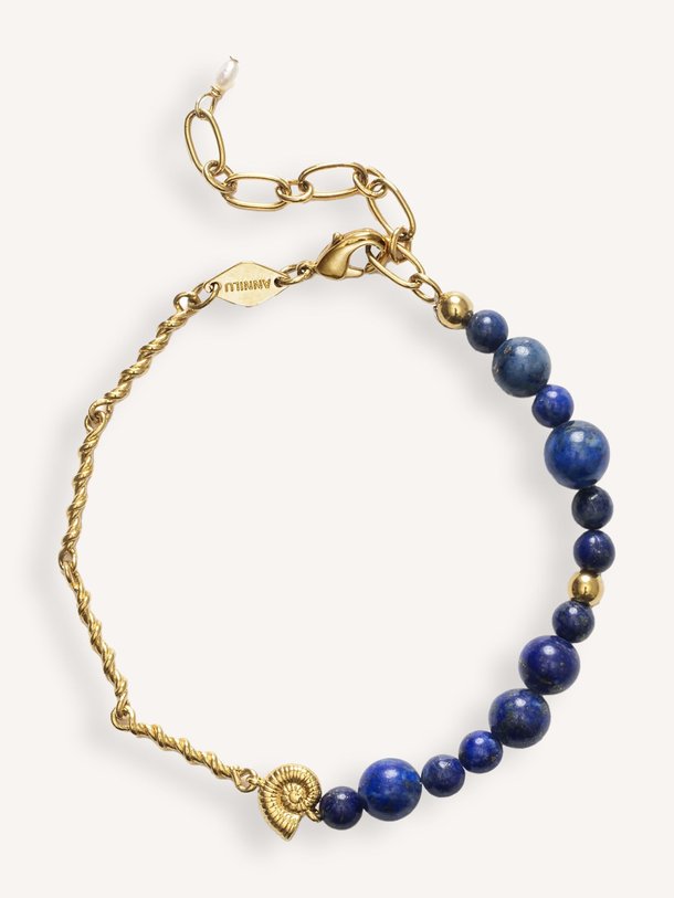 Ontdek de Deep Blue, gold plated bracelet with beads van Anni Lu in de kleur blauw bij Orangebag. Voor 21:45 besteld, morgen in huis!