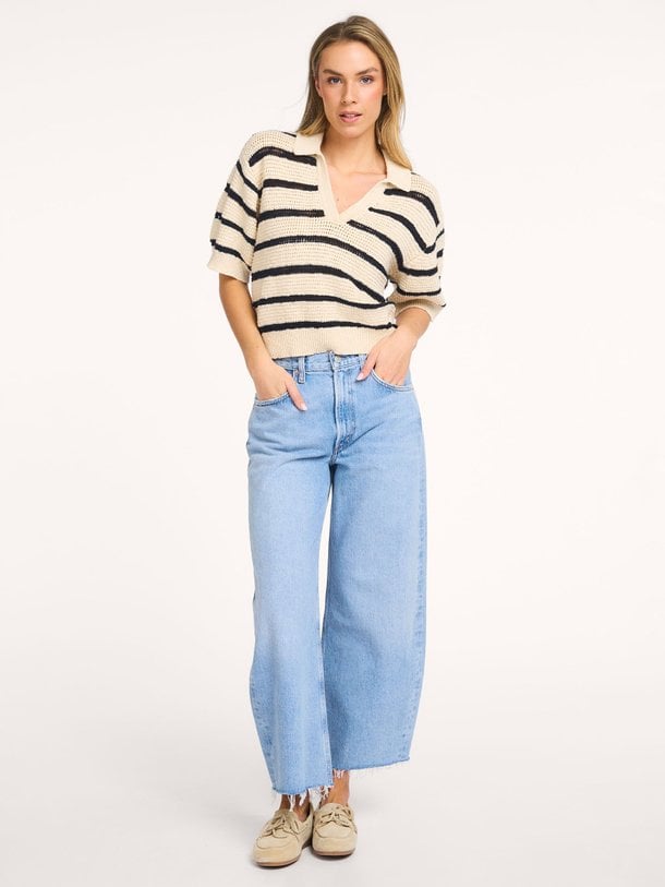 Ontdek de Dalia, cotton striped polo top van Alchemist in de kleur beige bij Orangebag. Voor 21:45 besteld, morgen in huis!