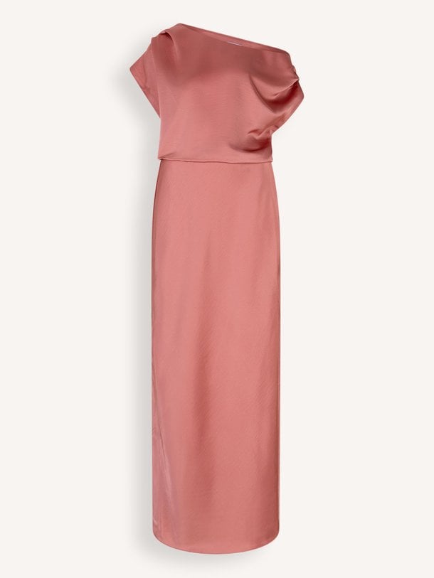 Epic off-shoulder satin maxi dress
