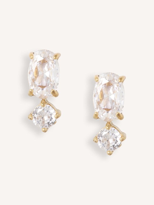 Fijne duo strass oorstekers (M)