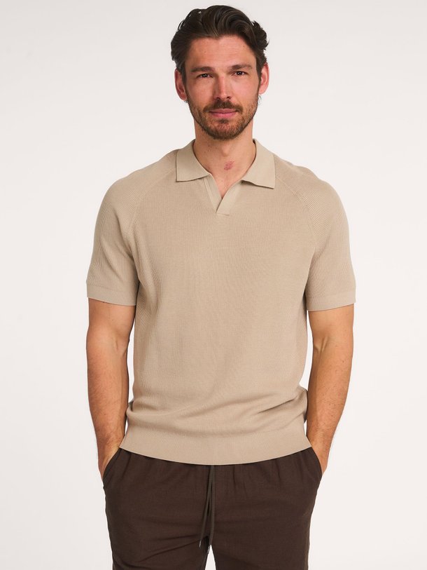 POLO OPEN COLLAR SS BEIGE