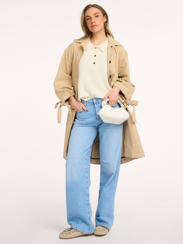 VAREE Polo strap fluffy knitted top