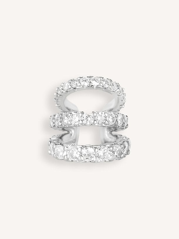 3-delige earcuff strass zilver (enkel)