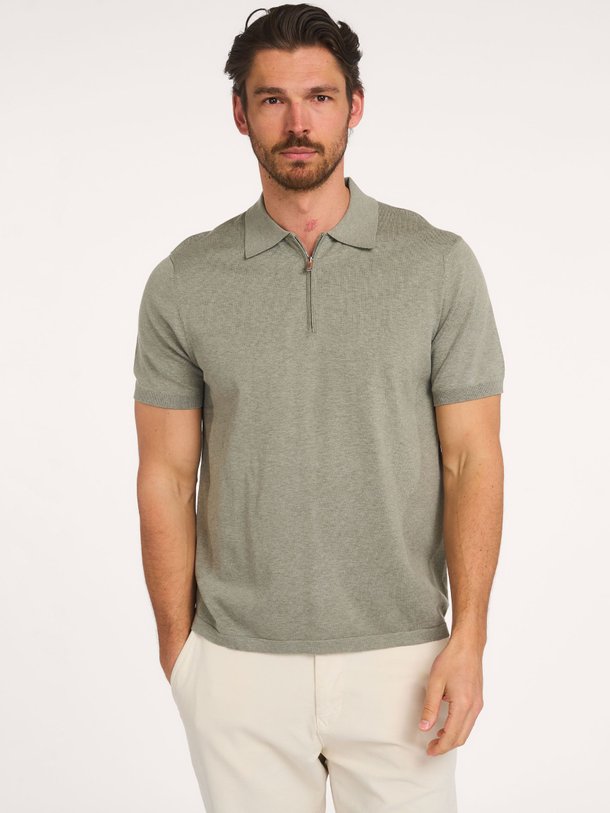 POLO HALF ZIP SS M GREEN