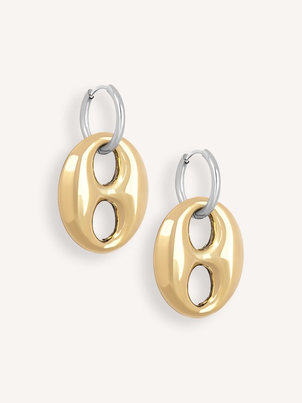 Oorbellen met open ovale hanger / bicolor (3.2cm)